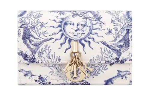 DIOR Calfskin Wallet Women's Blue