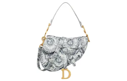 DIOR Cow Leather Saddle Bag, Shoulder Bag, Crossbody Bag, Handbag Women's White & Marine Blue
