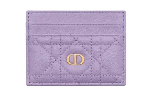 DIOR Caro Soft Cow Leather Card Holder Card Holder Women's Light Purple