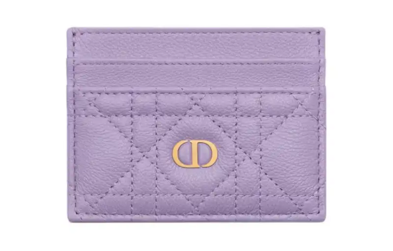 DIOR Caro Soft Cow Leather Card Holder Card Holder Women's Light Purple