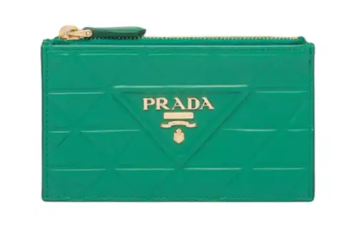 PRADA Leather Card Holder, Wallet Women's Green