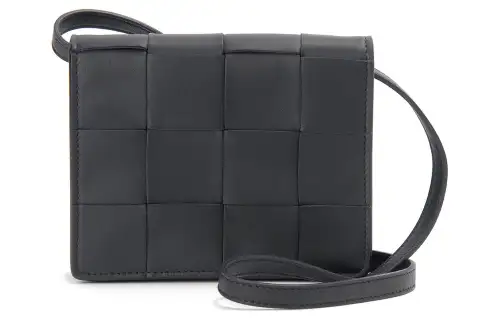 Bottega Veneta Leather Shoulder Bag, Crossbody Bag Mini Unisex Black