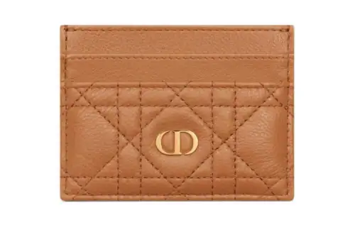 DIOR Calfskin Card Holder Card Holder Women's Tan