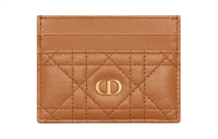 DIOR Calfskin Card Holder Card Holder Women's Tan
