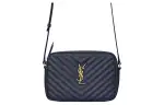 SAINT LAURENT LOU Calfskin Camera Bag, Crossbody Bag, Shoulder Bag Women's Deep Sea Blue