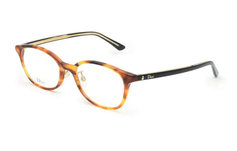 DIOR Plastic Oval Eyeglass Frames Unisex Tortoiseshell