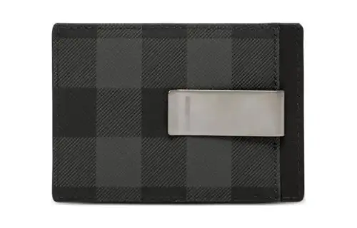 Burberry Calfskin Card Holder Men's Charcoal Gray