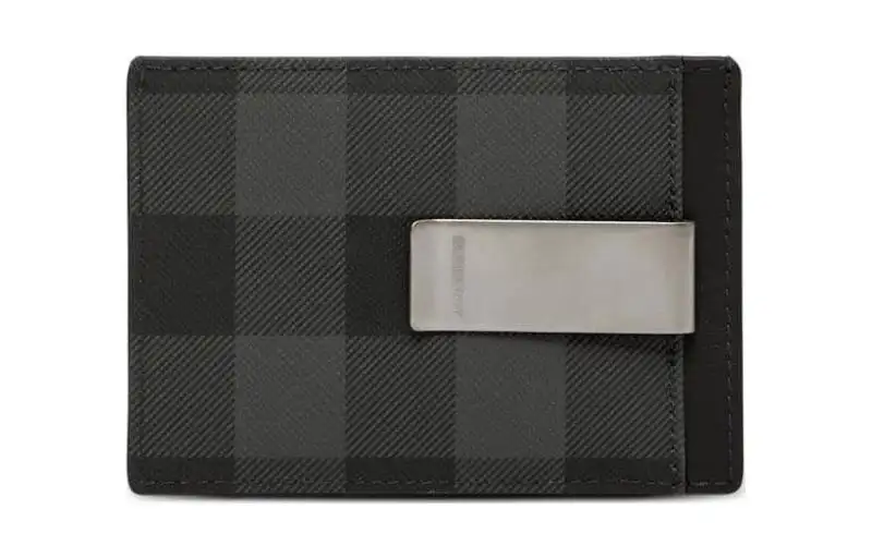 Burberry Calfskin Card Holder Men's Charcoal Gray