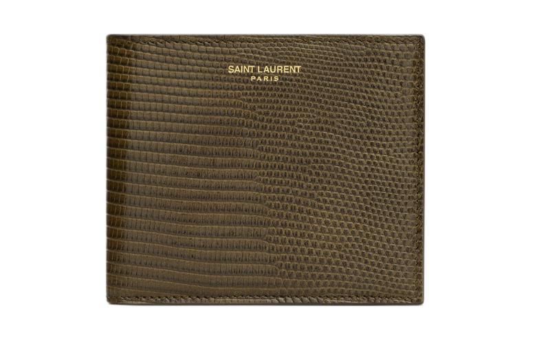 SAINT LAURENT PARISEast/West Lizard Skin Wallet Men's Seaweed