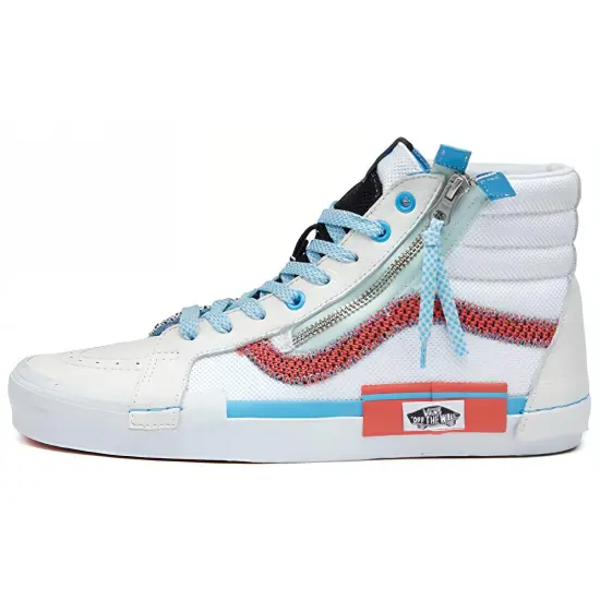 Vans SK8 Skateboarding Shoes Women's High-top White/Blue/Orange
