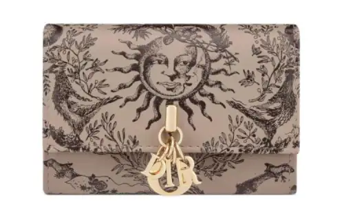 DIOR Calfskin Wallet Women's Beige