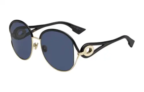 DIOR Acetate Metal Round Sunglasses Women's Black