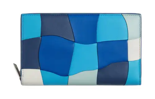 Bottega Veneta Calfskin Wallet Men's Cobalt Blue & Washed Cyan & Multicolor