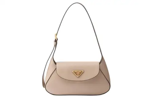 PRADA Leather Portable Crossbody Bag, Shoulder Bag Small Women's Travertine