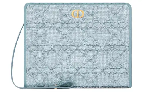 DIOR 30 Montaigne Raffia Clutch Women's Sky Blue