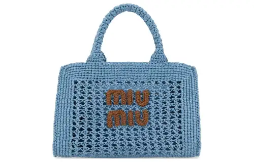 MIU MIU Fabric Handbag Women's Light Blue