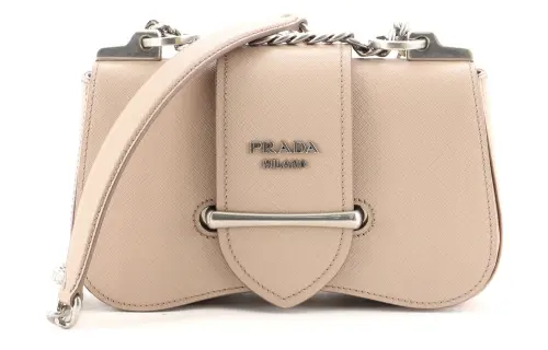 PRADA Sidonie Leather Crossbody Bag, Shoulder Bag Women's Light Pink