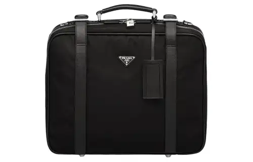 PRADA Fabric With Leather And Nylon Travel Bag, Shoulder Bag, Crossbody Bag, Handbag Women's Black