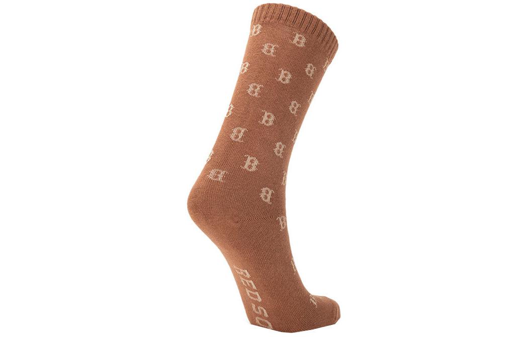 MLB Monogram Collection, Boston Red Sox Crew Socks Unisex 1 Pack Brown