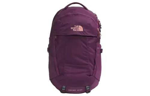 THE NORTH FACE 25L ​​Recon Luxe front graphic print zipper closure outdoor bag Regenerated nylon black currant purple spelled coral metallic color women's style