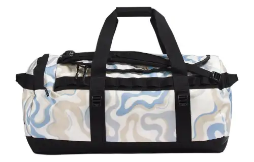 THE NORTH FACE 71L Outdoor Bags Recycled Polyester White Sand Dune Wave Line Print & Black Unisex