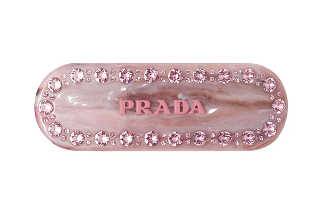Prada logo-lettering hair clip