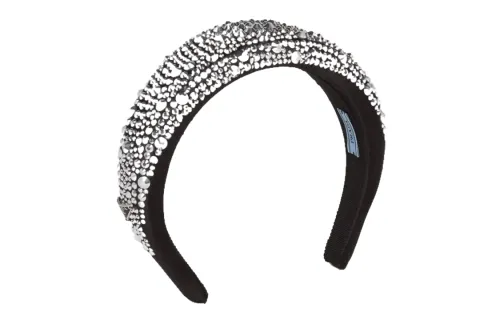 PRADA Artificial Crystal Headbands Women's Metallic