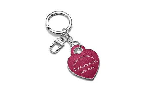 TIFFANY & CO. Tiffany, stone inlay heart shaped, fuchsia keychain
