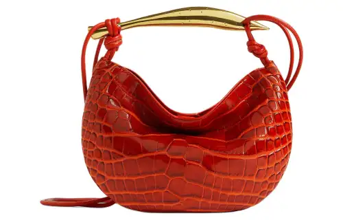 Bottega Veneta Jodie Bright Crocodile Leather Handbag, Shoulder Bag, Crossbody Bag Mini Women's Red