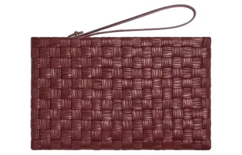 Bottega Veneta Calfskin Clutch Small Women's Cherry Red