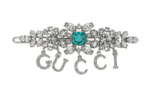 GUCCI Metal, Crystal Hair Clip Women's Silver