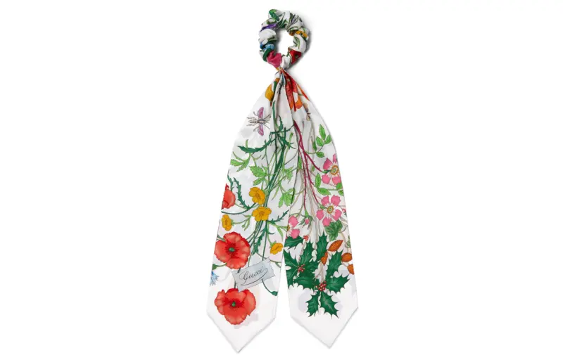 GUCCI Silk Hair Tie Women's White