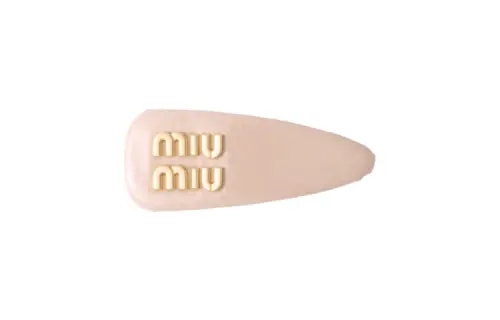 MIU MIU Leather Hair Clips Women's Pink