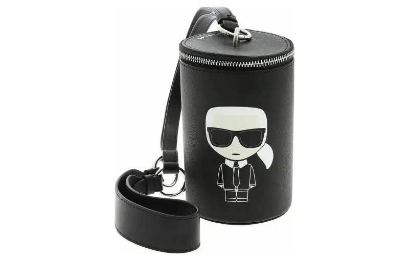 KARL LAGERFELD / Karl Lagerfeld Jeans K/Ikonik Cow Leather Cylinder Bag Handbag Women's Black