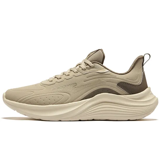 Erke Mountain Eagle Cushioning Breathable Low-Top Running Shoes Men's Light Linen Brown Stone