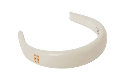 MIU MIU Leather, Metal, Patent Leather Headbands Women's Beige