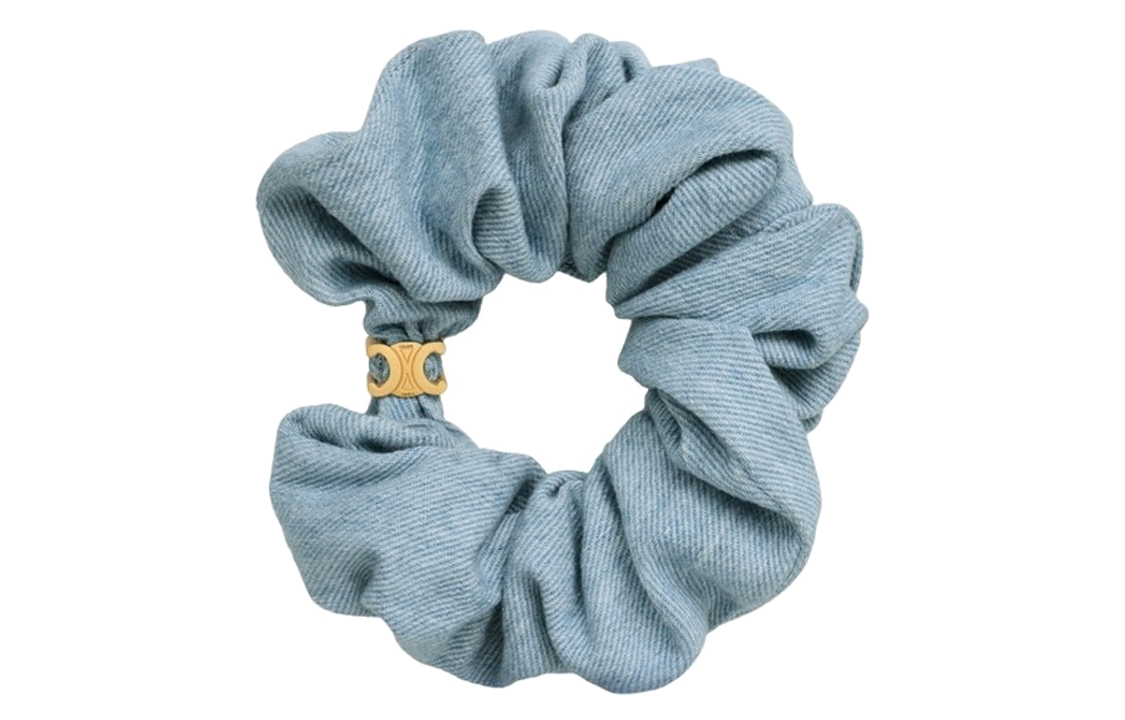CELINE Scrunchy Denim In Cotton And Brass With Gold Finish