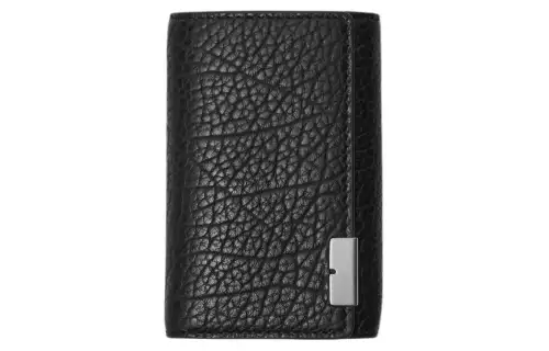 Burberry Grain Leather With Calfskin Key Pouch Unisex Black