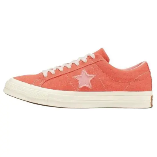 Converse One Star Skateboarding Shoes Unisex Low-top Orange/bleached Coral Red/off-white