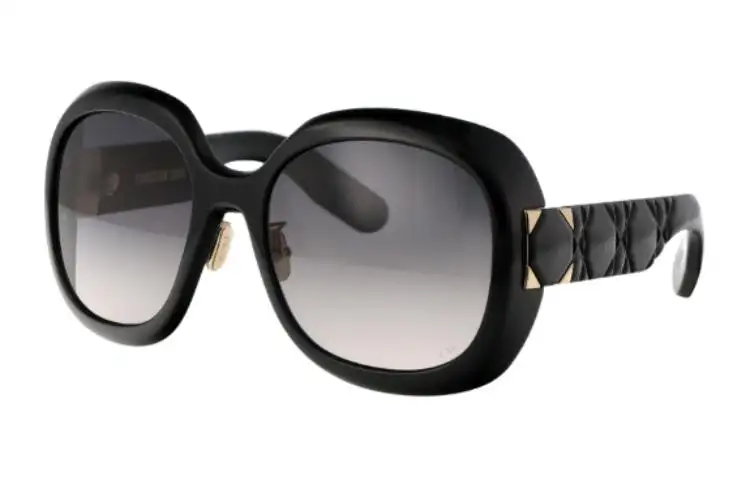 DIOR Acetate Irregular Shape Sunglasses Unisex Black