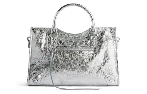 Balenciaga Lambskin Shoulder Bag, Crossbody Bag, Handbag Medium Women's Silver
