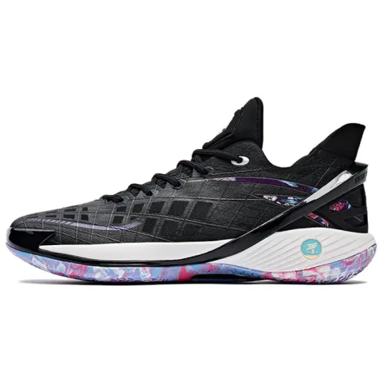 ANTA Frivolous Series Basketball Shoes Men Low-Top Black/Wisteria Purple