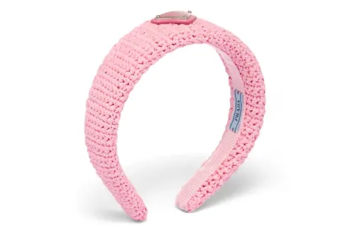 PRADA Triangle logo Raffia Headband
