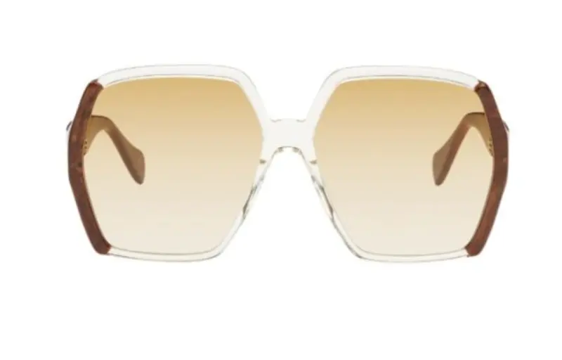 GUCCI Irregular Shape Sunglasses Women's Brown