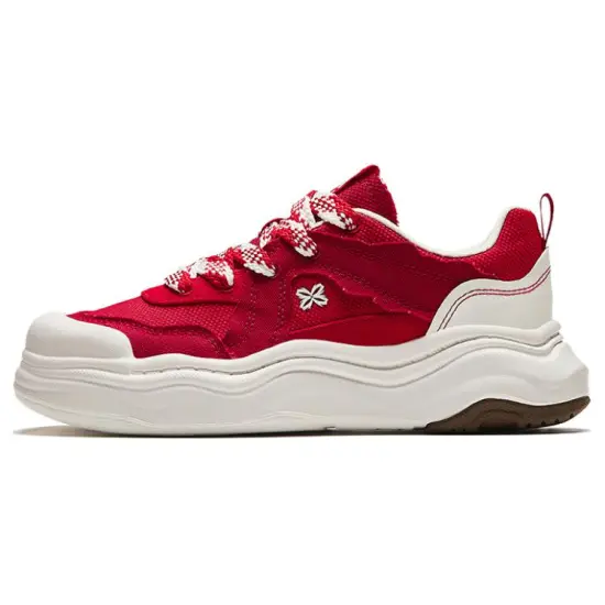 ANTA Life Collection Skateboard Shoes Women's Low-Top Classic Red/Danxia Red/Ivory White