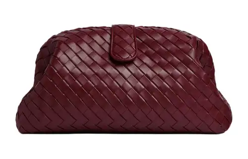 Bottega Veneta Calfskin Clutch Large Women's Burgundy