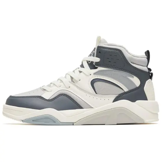 ANTA Lieyan3.0 Skateboard Shoes Men High-Top Mud Sand Gray/Smoke Coal Gray/Ivory White