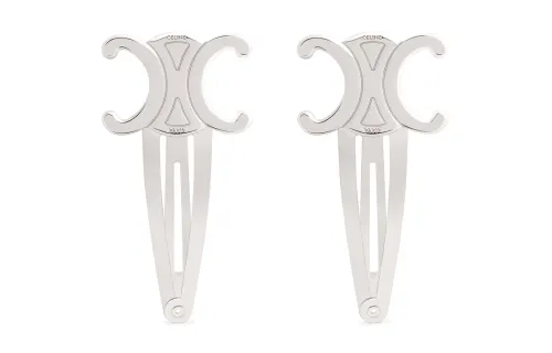 CELINE Set Of 2 Snap Hair Clip In Brass With Rhodium Finish And Steel