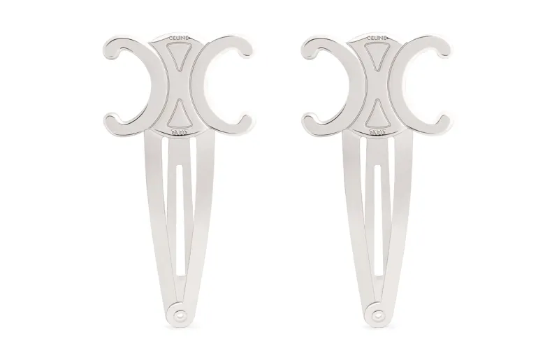 CELINE Set Of 2 Snap Hair Clip In Brass With Rhodium Finish And Steel