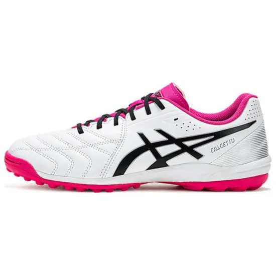 Asics Calcetto Soccer Shoes Men Low-Top White Pink